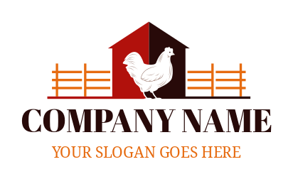 animal logo chicken inside farm house