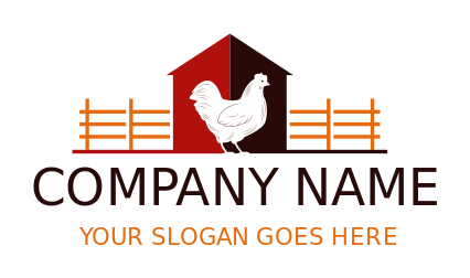 animal logo chicken inside farm house
