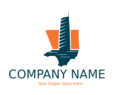 Wilshire Grand Center silhouette on LA outline