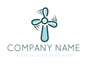 engineering logo wind mill in curved line art