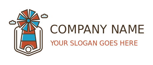 energy logo windmill on tower with clouds