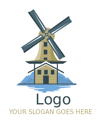 agriculture logo windmill turbine and mountains