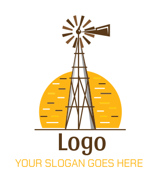 agriculture logo icon windmill turbine with sun