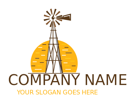 agriculture logo icon windmill turbine with sun