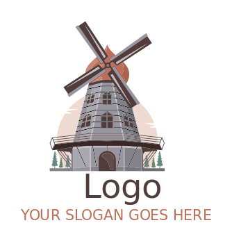 create an agriculture logo windmill with trees