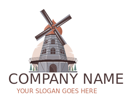 create an agriculture logo windmill with trees