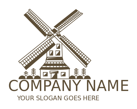 agriculture logo windmill with turbine and trees
