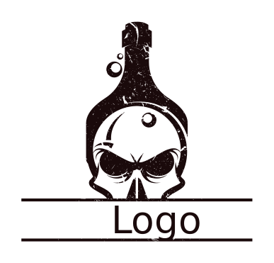 wine bottle merged with skull template
