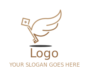 real estate logo key with flying wing