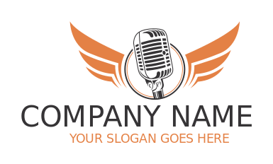 entertainment logo microphone with wings