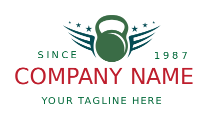 fitness logo icon kettlebell with wings