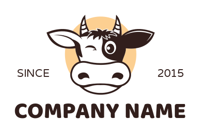 animal logo online winking cow face