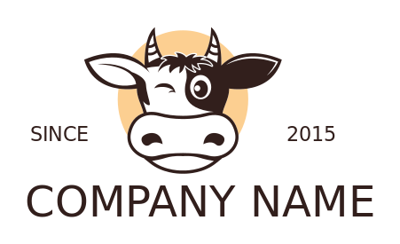 animal logo online winking cow face