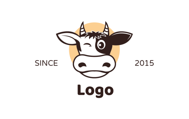 animal logo online winking cow face