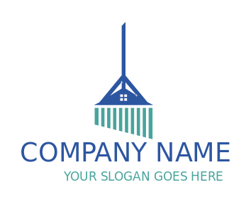 cleaning logo wiper and mop merged with house