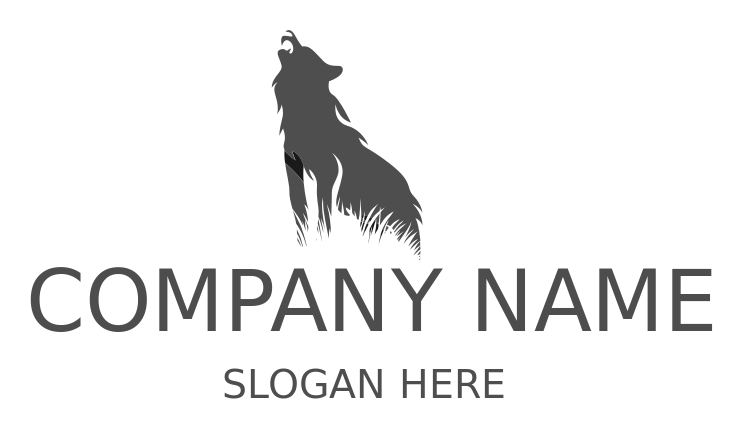 animal logo wolf howling on negative space grass