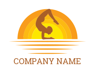 fitness logo woman in pilates position under sun