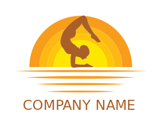 fitness logo woman in pilates position under sun