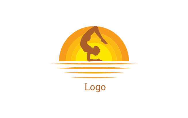 Create a logo of woman in pilates position under sun