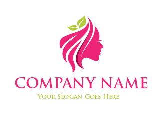 woman side profile hair made of leaves 
