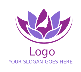 beauty logo woman side profile in lotus flower