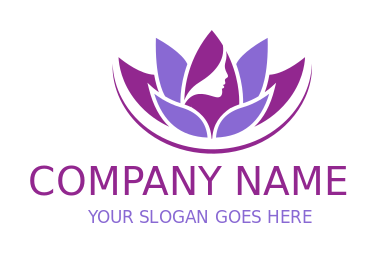 beauty logo woman side profile in lotus flower