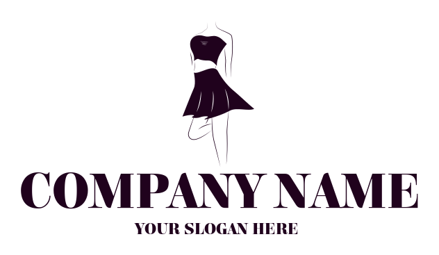 fashion logo woman sketch in black short dress