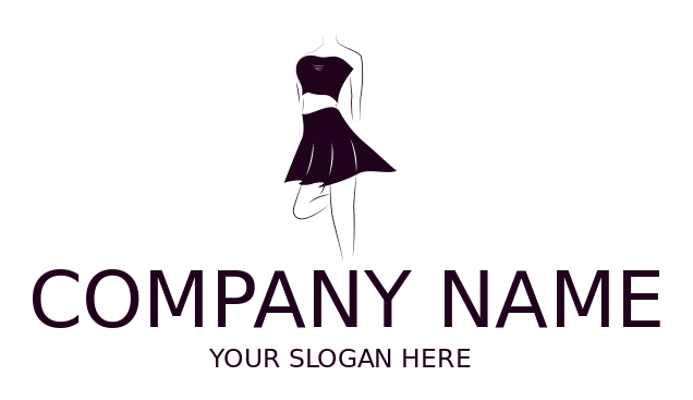 fashion logo woman sketch in black short dress