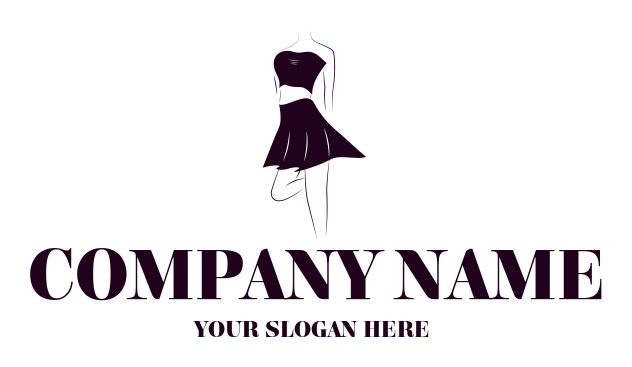 woman sketch logo in black short dress