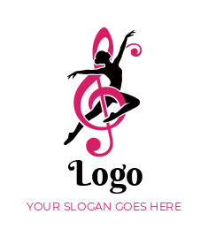 women ribbon dancing and music note in abstract look