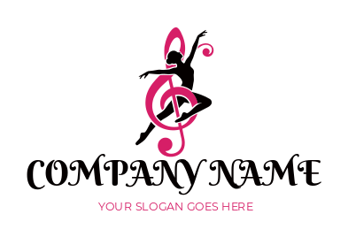 women ribbon dancing and music note in abstract look