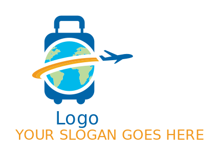 travel logo world inside suitcase with airline