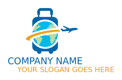 travel logo world inside suitcase with airline
