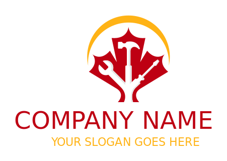 make a wrench screwdriver hammer in maple leaf