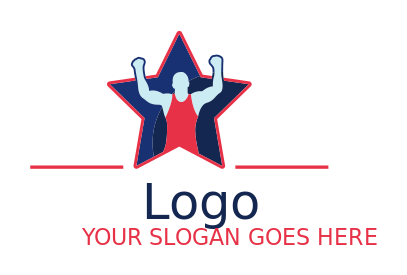 sports logo wrestling winner in star illustration