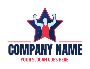 sports logo wrestling winner in star illustration