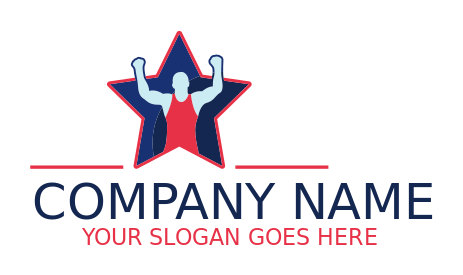sports logo wrestling winner in star illustration