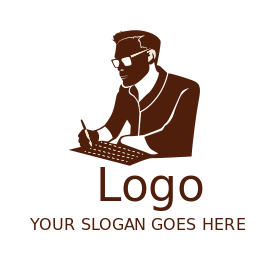 publishing logo writer silhouette with glasses