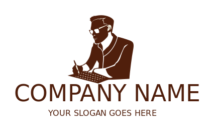 publishing logo writer silhouette with glasses
