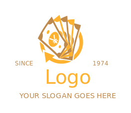 investment logo yen currency note forming fan