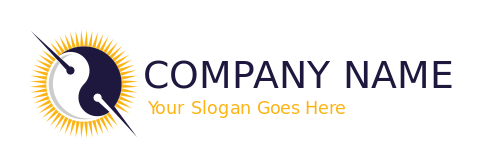 spa logo yin yang sun with acupuncture needle