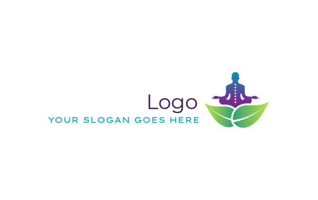 spa logo maker yoga person on leaves