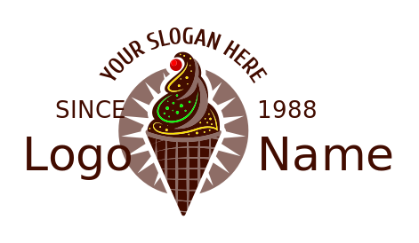 yogurt ice cream parlor logo chocolate in cone 