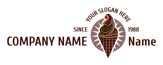 yogurt ice cream parlor logo chocolate in cone 