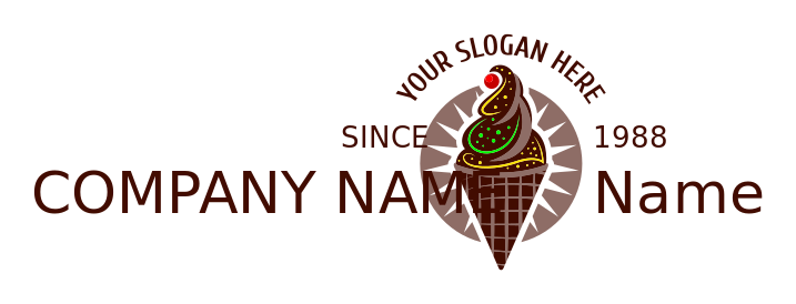 yogurt ice cream parlor logo chocolate in cone 