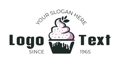 ice cream parlor logo yogurt swirl on cupcake