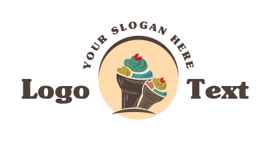yogurt parlor logo swirls on two ice cream cones