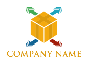 storage logo maker 3D box four arrows at back