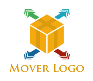 storage logo maker 3D box four arrows at back