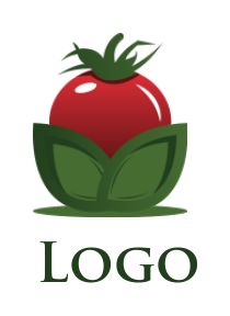 generate a food logo 3D tomato with leaves